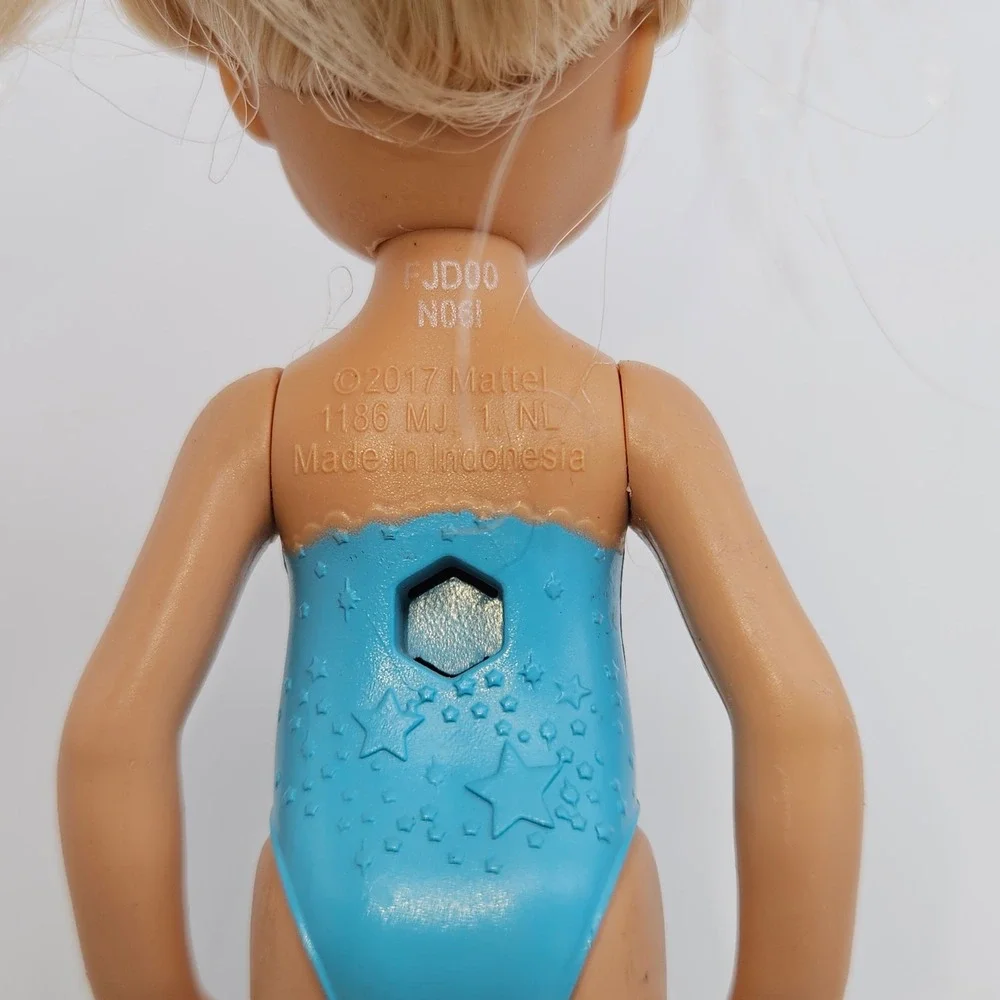 Mattel Chelsea Doll Kids 5.5in Blue Molded Star Swimsuit Blonde FJD00